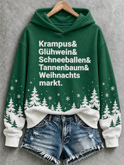 Weihnachts-Kapuzenpullover für Damen mit Muster, lässig