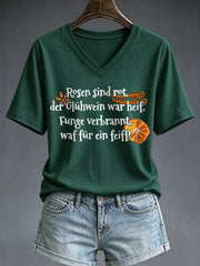 Damen-T-Shirt mit Glühwein-Print und kurzen Ärmeln