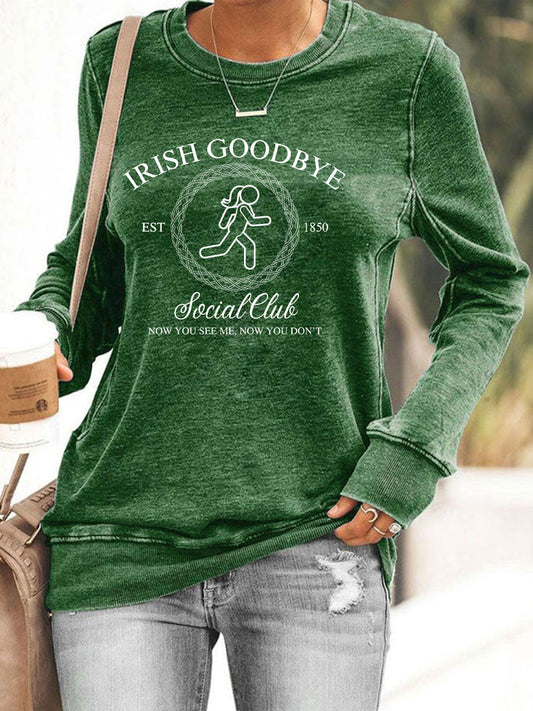 Damen Irisches Goodbye bedrucktes Casual Sweatshirt