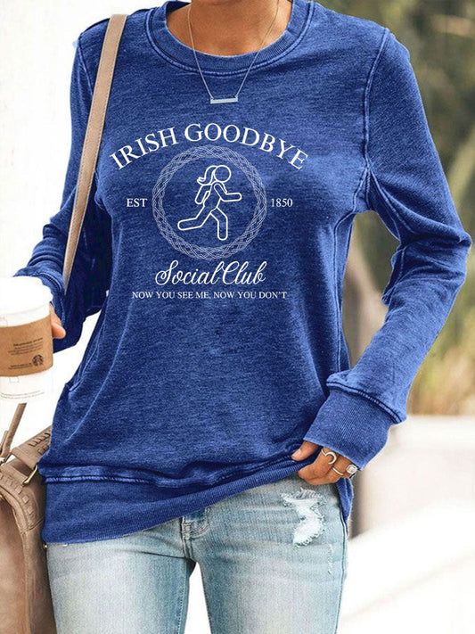 Damen Irisches Goodbye bedrucktes Casual Sweatshirt