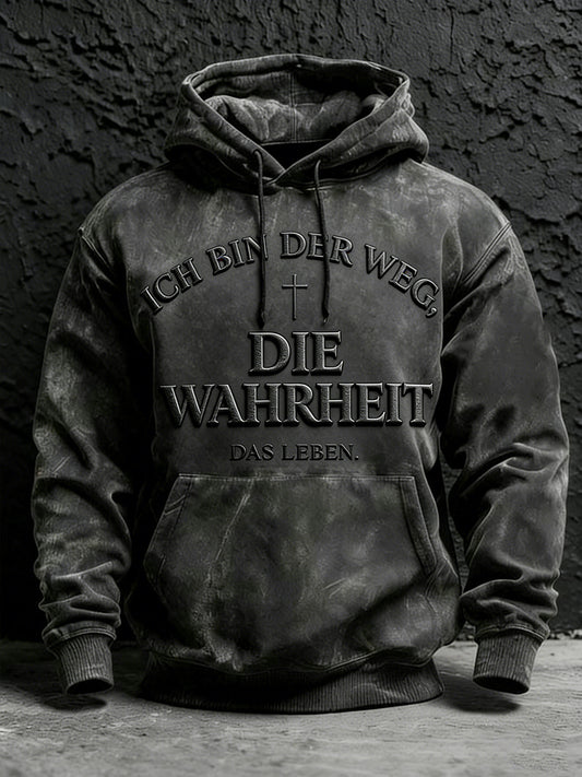 Herren Faith Print Übergroßer Schulter-Hoodie mit Tasche