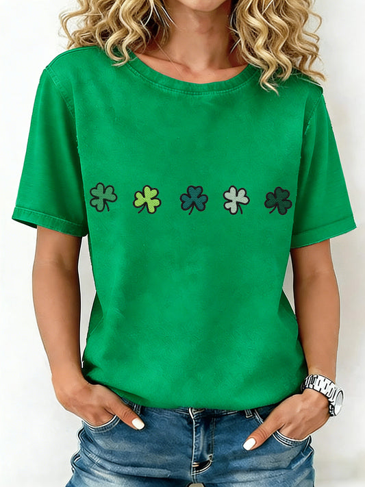 Frauen St. Patrick's Day Shamrock Print T-Shirt
