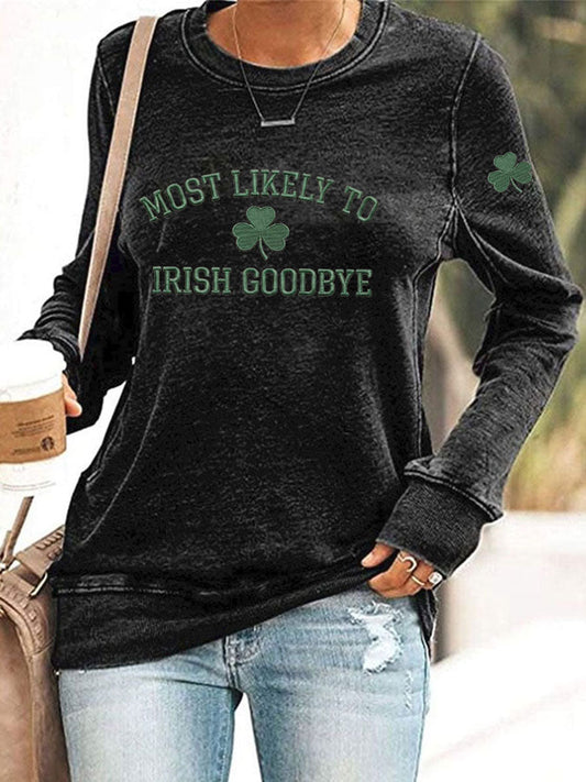 Damen Irisches Goodbye bedrucktes Casual Sweatshirt
