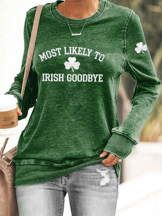 Damen Irisches Goodbye bedrucktes Casual Sweatshirt