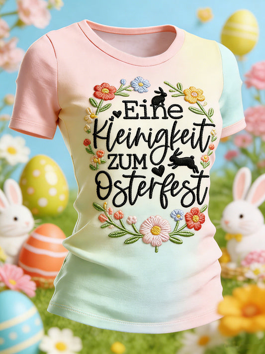 Kurzarm-T-Shirt mit Oster druck für Damen