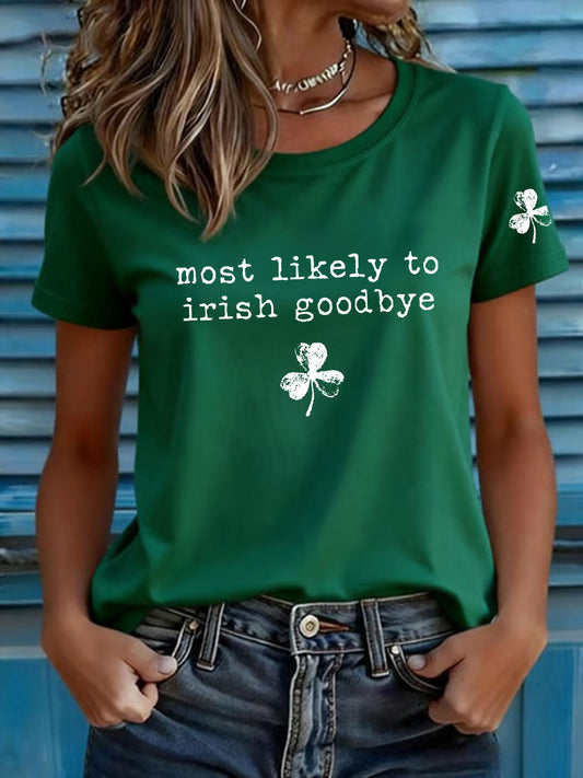 Irisches auf Wiedersehen gedrucktes lässiges T-Shirt für Frauen