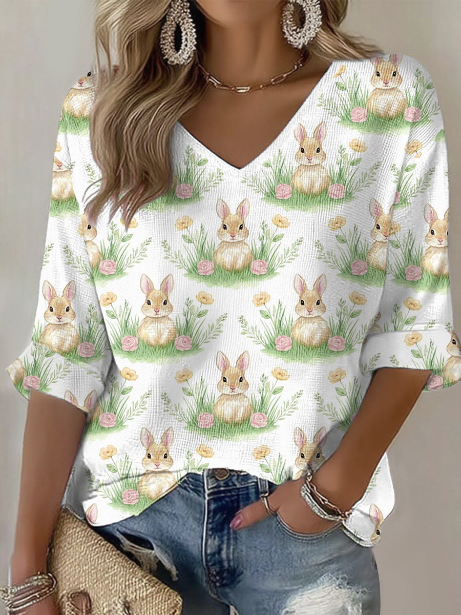 Damen Osterhase Kunstdruck Casual T-Shirt