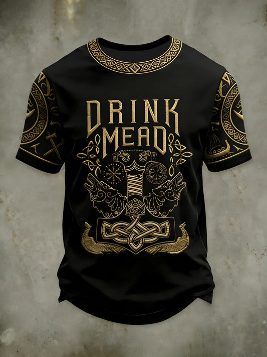 T-Shirt für Herren Wikinger trinken kurze Ärmel