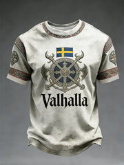 Herren T-Shirt im schwedischen Viking-Stil Val halla bedruckt