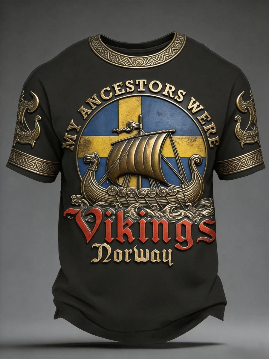 Herren-T-Shirt im schwedischen Wikingerstil mit Print
