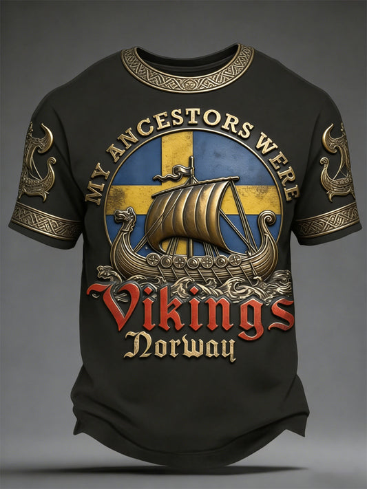 Herren-T-Shirt im schwedischen Wikingerstil mit Print