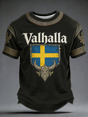 Herren-T-Shirt im schwedischen Wikingerstil mit Valhalla-Print