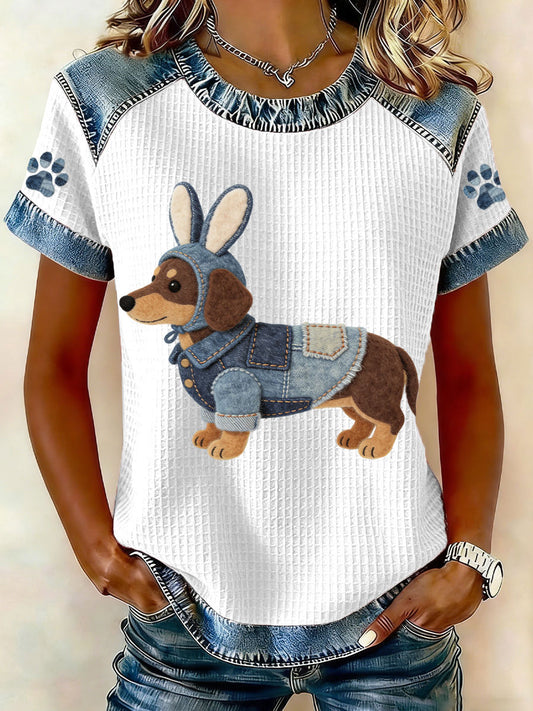 Damen Oster Dackel Bunny Kostüm Waffel Oberteile