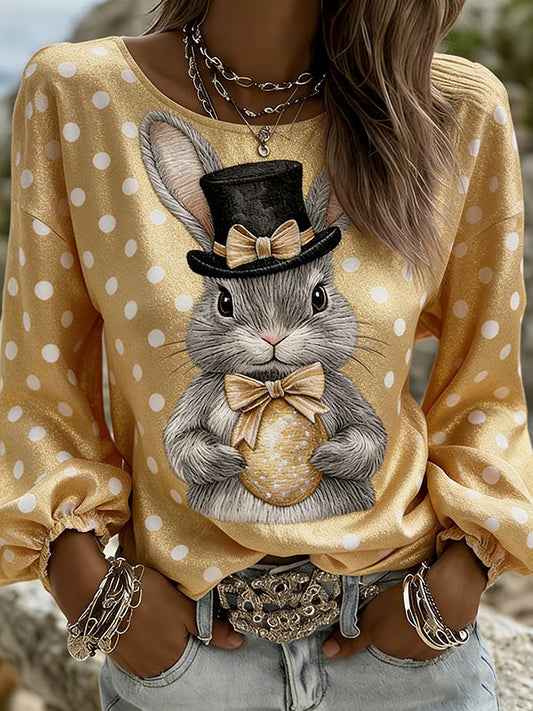 Damen-Osterhasen-Blumen druck-Tops