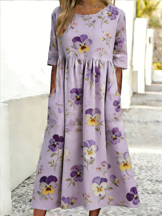 Damenkleid mit floraler Kunstprint-Optik, lässig