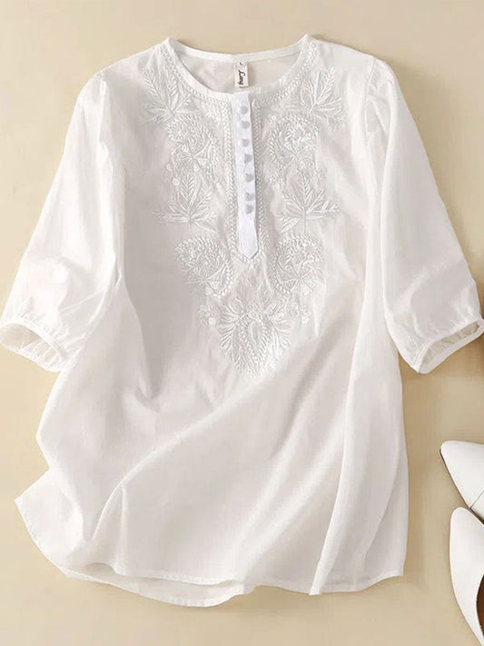 Frauen-T-Shirt aus Baumwolle und Leinen