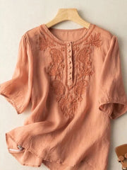 Frauen-T-Shirt aus Baumwolle und Leinen