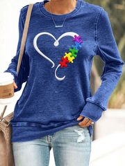 Damen-Autismus-Bewusstseins-Band Polyester-Taillierte Sweatshirt