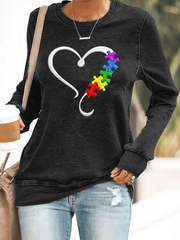 Damen-Autismus-Bewusstseins-Band Polyester-Taillierte Sweatshirt