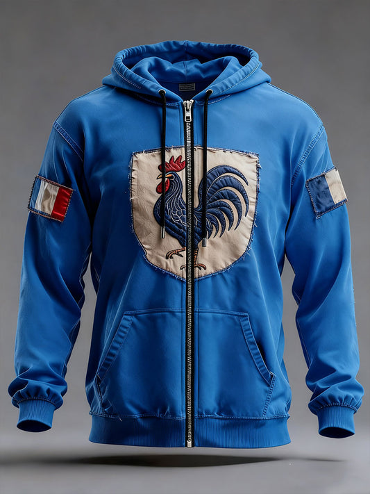 Chandail à capuchon Drapeau Français Le Coq Gaulois Homme