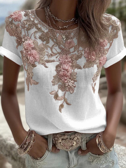 Blumen bedrucktes T-Shirt für Damen
