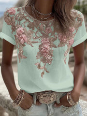 Blumen bedrucktes T-Shirt für Damen