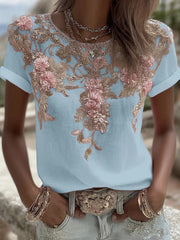 Blumen bedrucktes T-Shirt für Damen