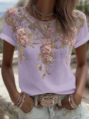 Blumen bedrucktes T-Shirt für Damen