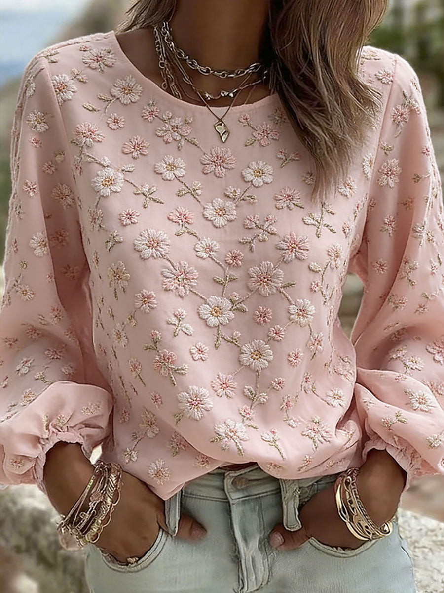 Damen-Blumen-Kunstdruck lässig T-Shirt