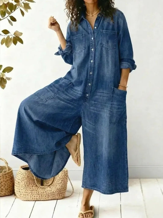 Einreihiges Hemd kleid für Damen, lockerer Overall