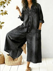 Einreihiges Hemd kleid für Damen, lockerer Overall