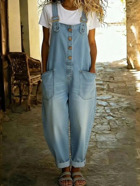 Damen-Lässiger Denim-Jumpsuit
