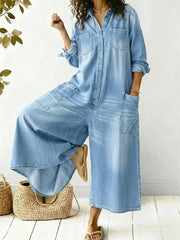 Einreihiges Hemd kleid für Damen, lockerer Overall