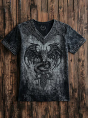 Herren-Viking-Shirt mit V-Ausschnitt und Print