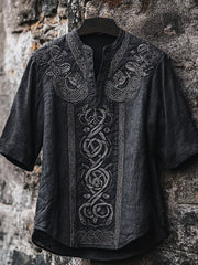 Herren Viking Bedrucktes Hemd mit V-Ausschnitt