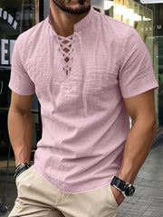 Herren-Vintage-Linienoberteile mit kurzen Ärmeln und V-Ausschnitt