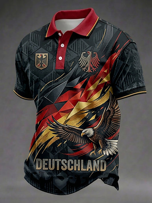 Herren-Deutschland-Print-Hemd mit kurzen Ärmeln