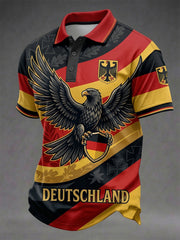 Herren-Deutschland-Print-Hemd mit kurzen Ärmeln