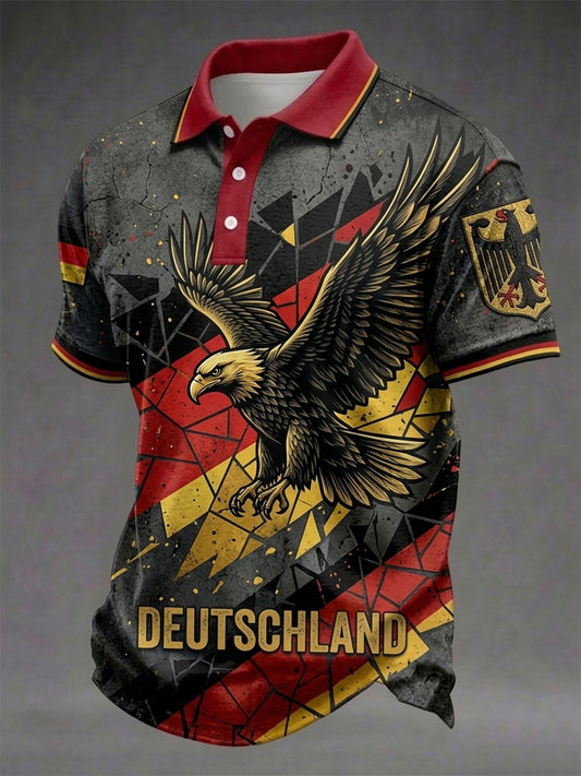 Herren-Deutschland-Print-Hemd mit kurzen Ärmeln