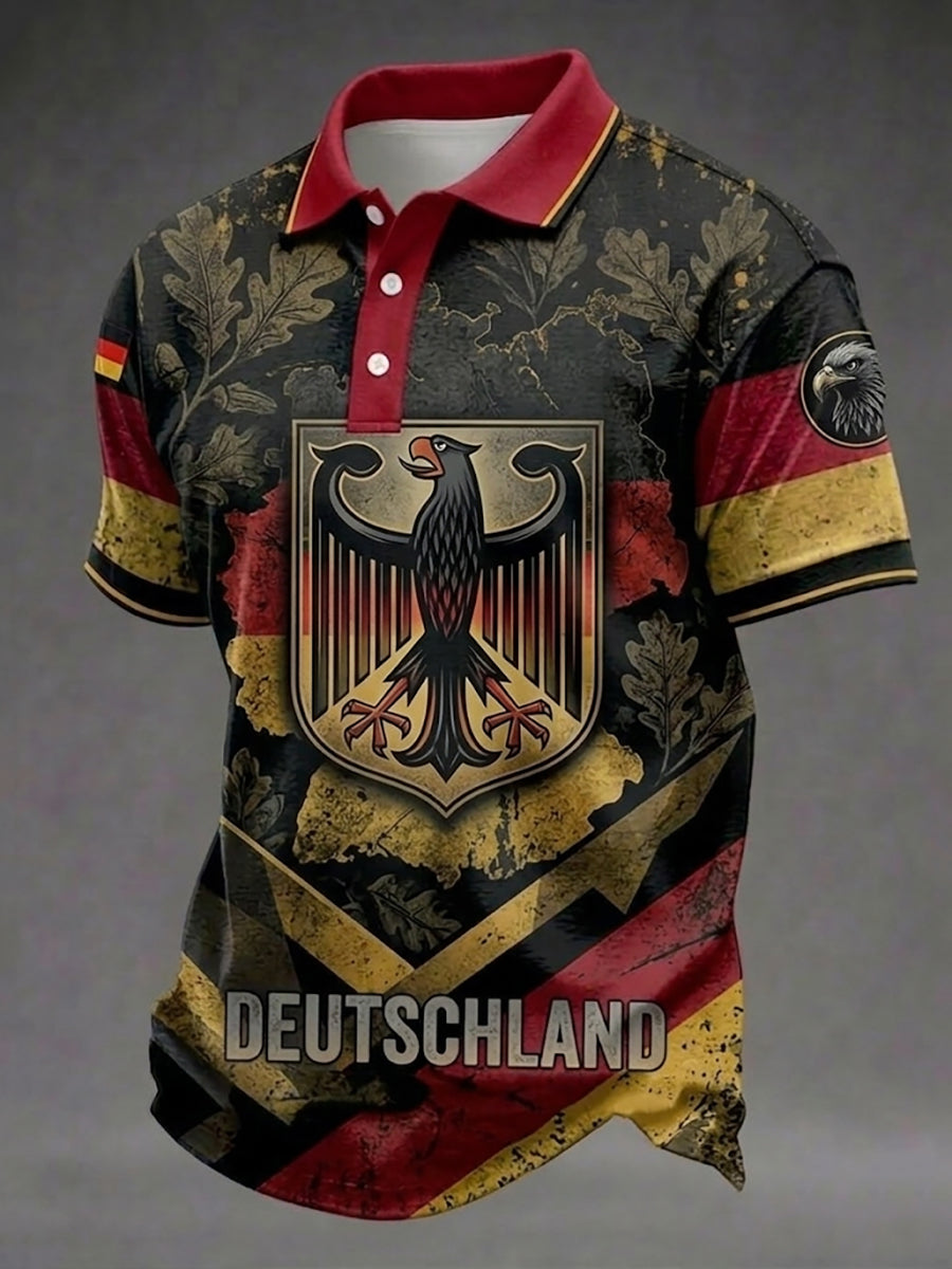 Herren-Deutschland-Print-Hemd mit kurzen Ärmeln