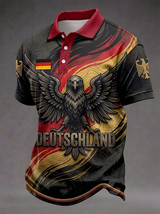 Herren-Deutschland-Print-Hemd mit kurzen Ärmeln