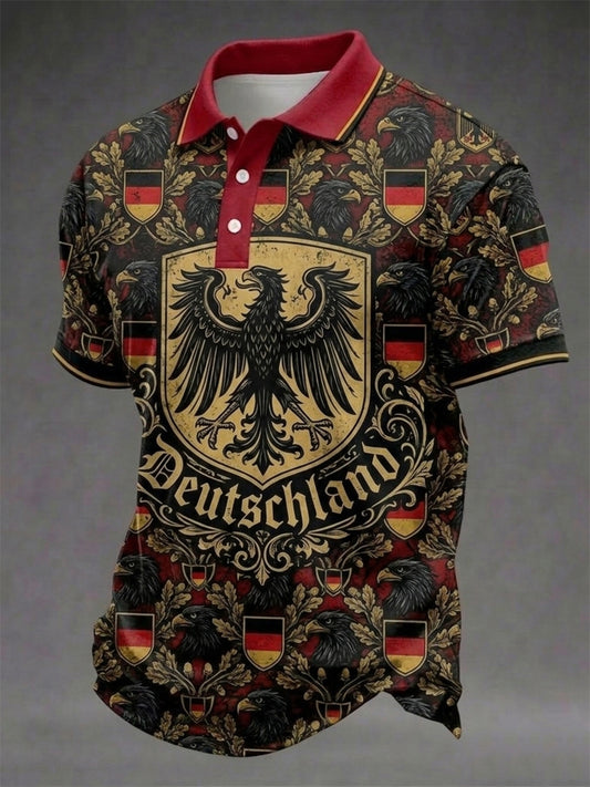 Herren-Deutschland-Print-Hemd mit kurzen Ärmeln