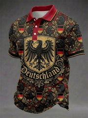 Herren-Deutschland-Print-Hemd mit kurzen Ärmeln