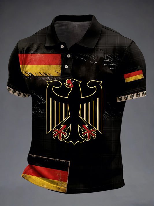 Herren-Deutschland-Print-Hemd mit kurzen Ärmeln