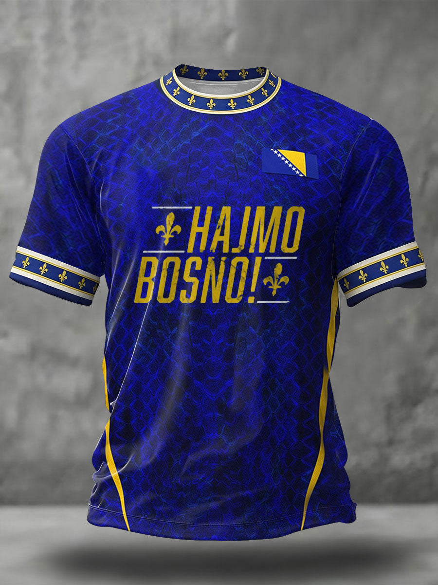 Herren Bosno ZMAJEVI Fußballfan-Print-T-Shirt
