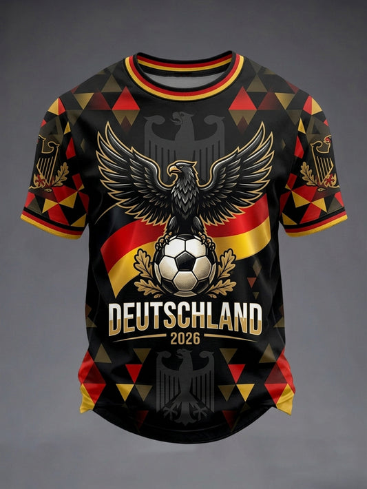 Herren Deutschland Fußballfan Kurzarm-T-Shirt