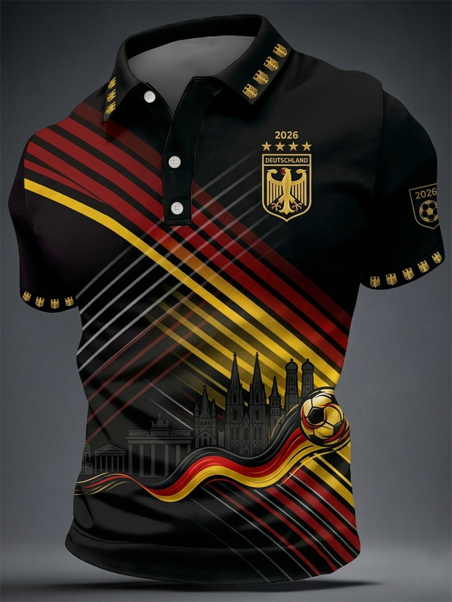 Männer Deutsches Fußballfan-Kurzarm-Shirt