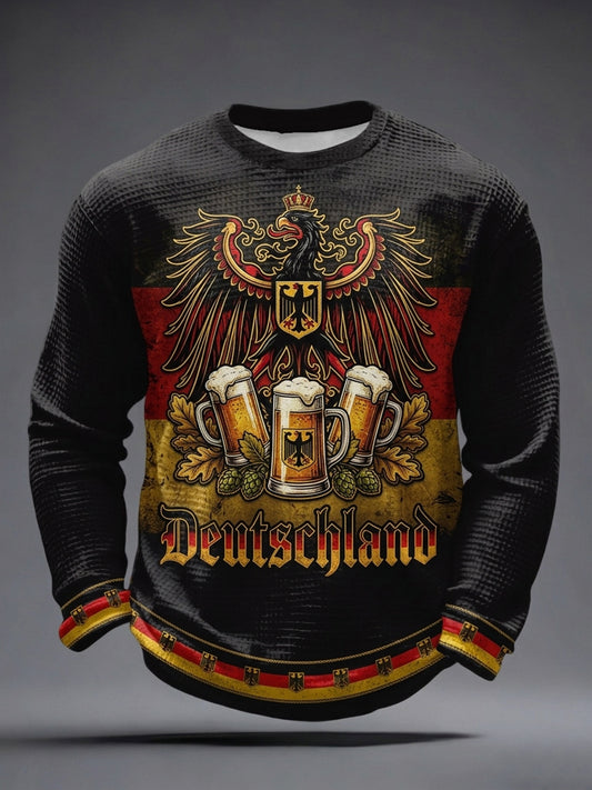Männer Deutsch Bier Liebhaber Waffel Langarm T-Shirt