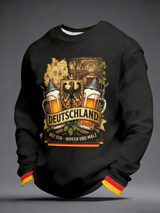 Herren-Sweatshirt mit deutschem Bier liebhaber Rundhals ausschnitt
