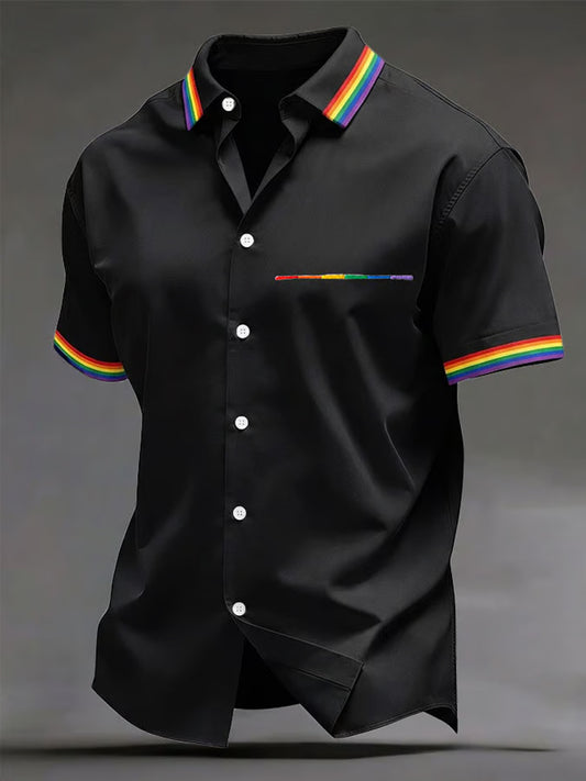 Herren Pride Month Regenbogen-Print Lässiges Kurzarm-Shirt